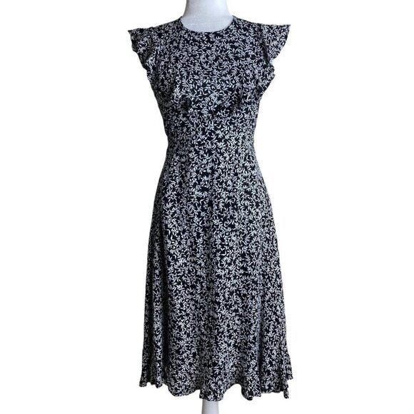 Lulus Vine and Dandy Black and White Print Midi Dress Cottagecore Women's Sz S - Picture 1 of 13